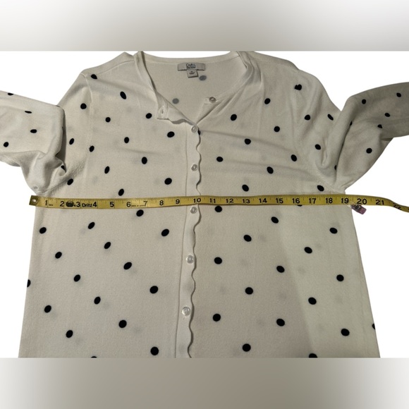 Croft & Barrow White and Black Cardigan with Polka Dot Pattern - Picture 5 of 7